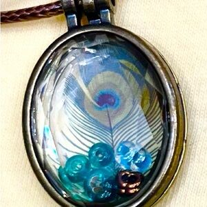 COPY - Peacock feather charm necklace